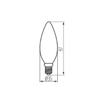 Kanlux XLED LED Filament Bulb Technical Drawing - 4.5W, C35, E14, Clear Glass KX-29619 Home Lighting