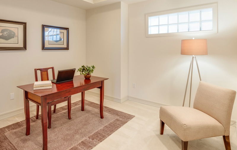 Floor lamp inside decorated home office