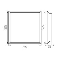 Kanlux Blingo Backlit LED Ceiling Panel - 38W, 3800 Lumens, 595x595 Technical Drawing with measurements for Commercial Office Lighting Products