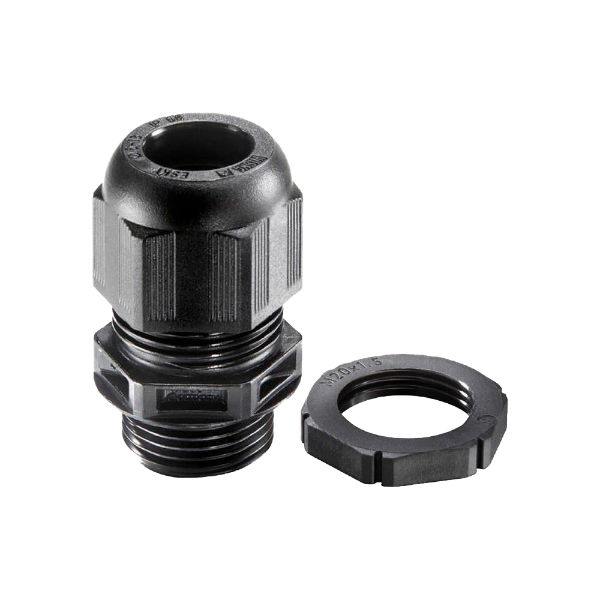 Wiska Black Cable Gland M12 with Locknut