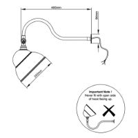 Swan Neck Sign Light Technical Drawing guidance for installation on signage lighting applications